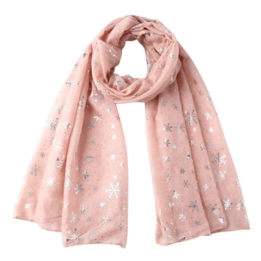 Foulard de Noël Femme Festif de Noël Hiver Imprimé Flocon de Neige Chaud Foulard Flocon de Neige d'Hiver