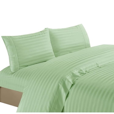 Hotel Luxurious 1200 Thread Count 100% Egyptain Cotton 4-Piece Deep Pocket Stripe Sheet Set (Full, Sage)