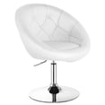 thumbnail image 1 of Costway Fauteuil d'Appoint Moderne Pivotant Rond à Dossier Capitonné Réglable 1 Pce en Cuir PU Blanc Neuf, 1 of 9