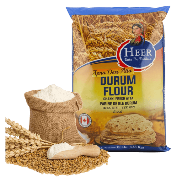 Heer Durum Wheat Flour (Chakki Fresh Atta), 10 lbs