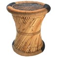 thumbnail image 1 of Natural Geo Tabouret d'Appoint en Moray - Tissé à la Main, Rayé Bleu, 1 of 4