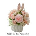thumbnail image 3 of yingyy Artificial Flowers Ceramic Vase Nordic Style Faux Rose Fake Rope Home Decor Planter Container for Wedding Rose pink, 3 of 6