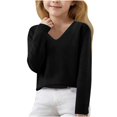 thumbnail image 1 of LOVZFMLL Chandails pour Filles, Chandail à Col en V Côtelé Classique Décontracté Uni, Haut Douillet et Doux pour Superposition Vêtements d'Automne Hauts Chauds d'Hiver Vêtements pour Filles de 6-7 Ans, 1 of 6