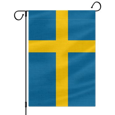 PTEROSAUR Sweden Garden Flag, Swedish National Flag, 12.5x18 inch Double Sided Burlap for House Yard Lawn Indoor Outdoor Decor