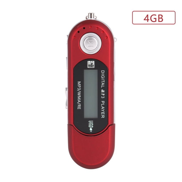 Clé USB Lecteur Mp3 4 Go Lecteur de Musique Prend en Charge Pile AAA Remplaçable (Non Incluse) Enregistrement Radio FM Extensible jusqu'à 32 Go