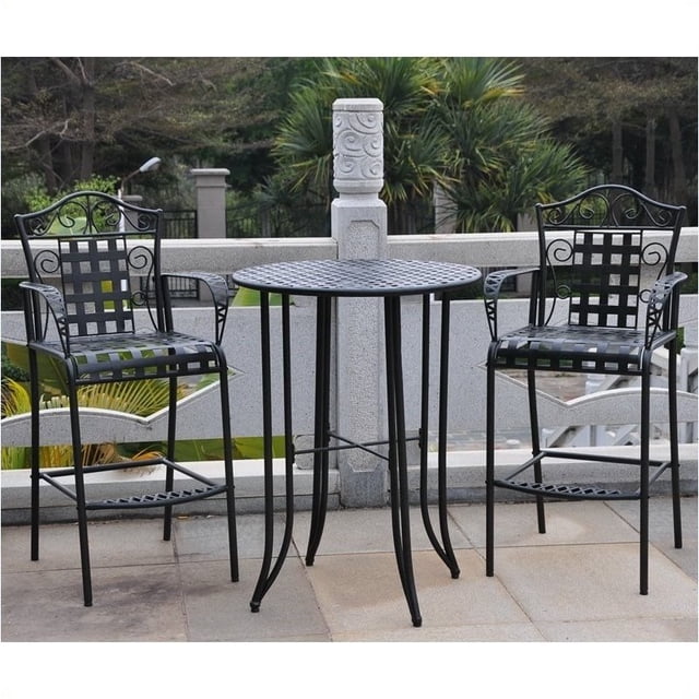 Pemberly Row Ensemble Bistro de Patio en Fer Hauteur Bar, 3 Pcs