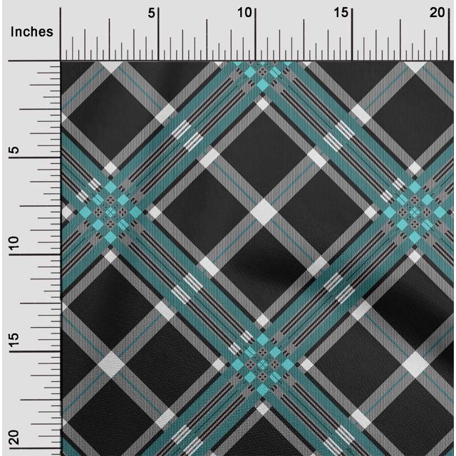 oneOone Cotton Poplin Fabric Tartan Check Printed Craft Fabric BTY 56 Inch Wide