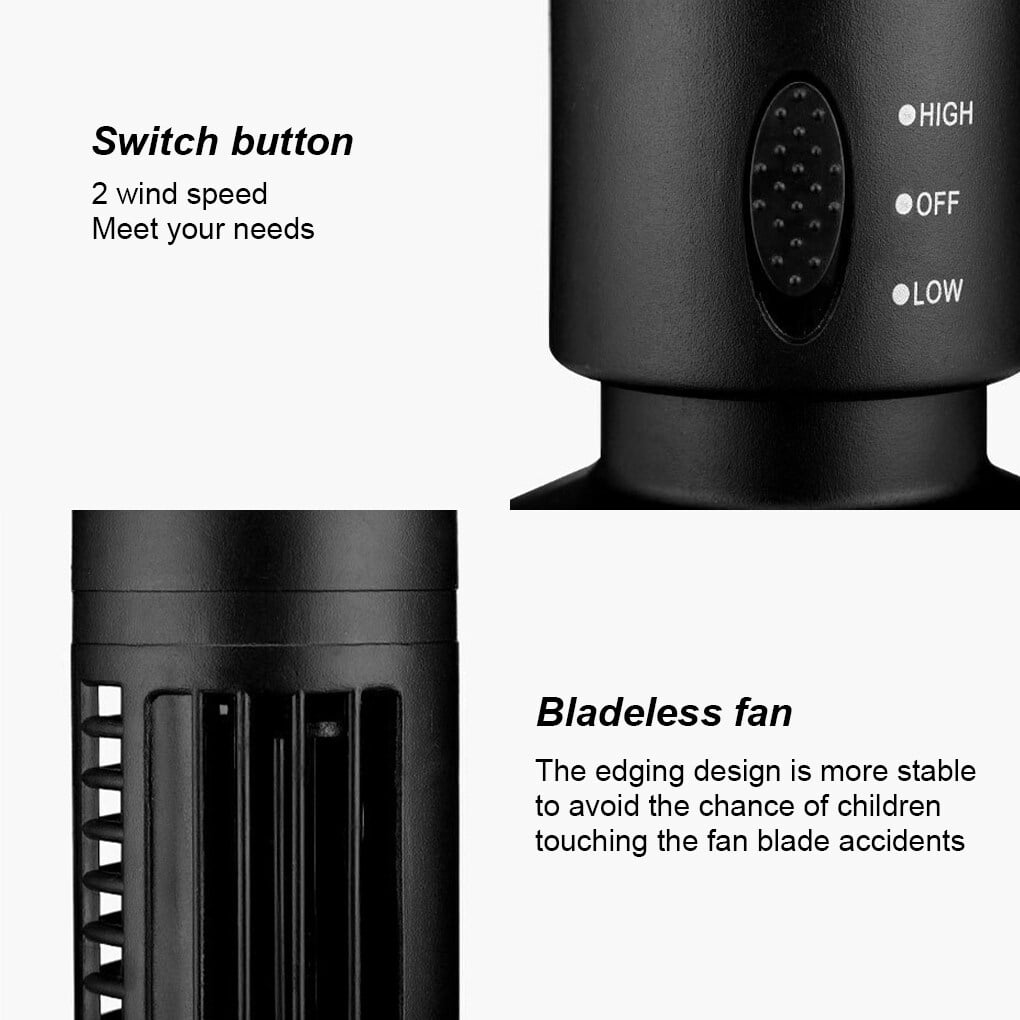 USB Standing Tower Fans Bladeless Floor Air Conditioner Humidifier Energy-Saving Slim Design Conditioning Ventilator Fan Black