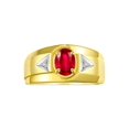 thumbnail image 1 of RYLOS Men's Rings 14K Yellow Gold Classic 7X5MM Oval Gemstone & Diamond Designer Ring Ruby July Birthstone Rings For Men, Gold Rings Size 13, 1 of 7
