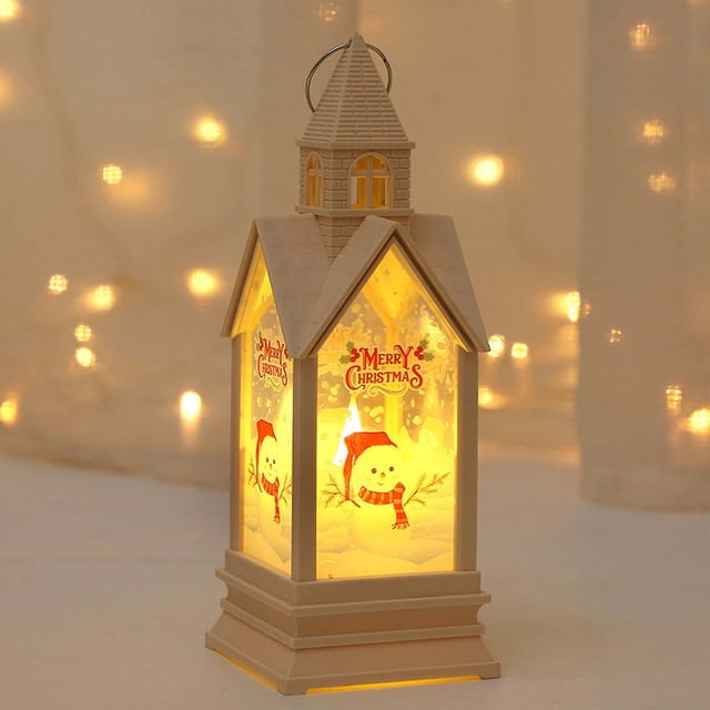 LED Electronic Candle Castle Lantern Night Light, Battery-Operated Tabletop Decor for Christmas Windo Display and Holiday Party Centerpiece
