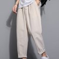 thumbnail image 5 of asjyhkr Plus Size Mens Linen Pants Elastic Waist Drawstring Hiking Beach Cropped Pants with Pockets,M-5XL, 5 of 5