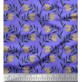 thumbnail image 1 of Soimoi Purple Cotton Duck Fabric Leaves & Clover Flower Hand Drawn Printed Craft Fabric by the Yard 56 Inch Wide, 1 of 1