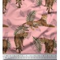 thumbnail image 1 of Soimoi Moss Georgette Fabric Leaves & Leopard Animal Print Sewing Fabric Yard 42 Inch Wide, 1 of 1
