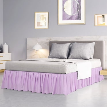 PiccoCasa Brushed Microfiber Bed Skirt, Elastic Dust Ruffle, Full Light Purple