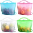 thumbnail image 1 of Sacs de Rangement Alimentaire en Silicone 100 % Réutilisables (Debout) Adaptés pour le Stockage de Divers Aliments Congélation, Conservation, Cuisson, Chauffage, 1 of 5