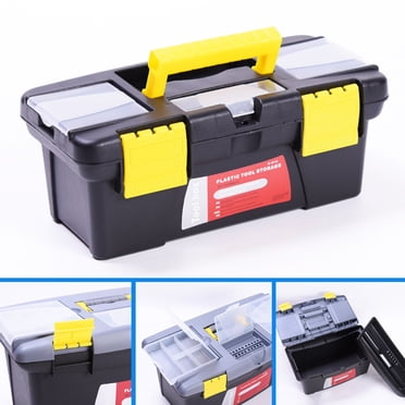 Storage Containers Storage Bag Organizer Small Tool Box 10-inch Plastic Tool Boxes Double-LayerTtoolbox With Handle Removable Tray With Double Lock Secured Toolbox For Home