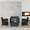 thumbnail image 4 of Gymax Ensemble de Conversation en Rotin pour Patio 4 Pcs, Extérieur, avec Coussin Bleu Paon, 4 of 10