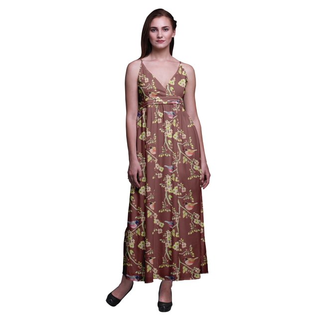Bimba Robe Longue Maxi à Bretelles Spaghetti Ajustables à Imprimé Floral Tenue de Plage d'Été-Xxx-Grand