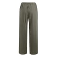thumbnail image 4 of VEKDONE Women's Cotton Linen Long Pants Summer High Waisted Drawstring Straight Trousers Solid Color Loose Fit Wide Leg Pants with Pockets Lounge Pant Prime Day Deals, 4 of 5