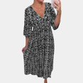 thumbnail image 2 of JIRNDf Robes Maxi d'Été pour Femmes Tendance à Imprimé Floral, par-Dessus, Col en V, Sans Manches, Robes d'Été pour Femmes, Robe Bohème, Noir, TG, 2 of 9