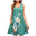 thumbnail image 1 of Robes d'Été pour Femmes en Solde 2025 BOVXNPU Grande Taille Robes Décontractées Sans Manches pour la Plage, Robe Décontractée à Col Rond Imprimé Dégradé, 1 of 1