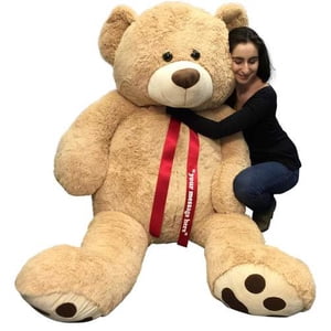 Personalized Big Plush Giant 6 Ft Teddy Bear Soft, Your Message Imprinted on Neck Ribbon Bow