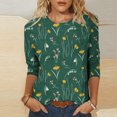 thumbnail image 2 of Pompotops T-shirt Ample Imprimé Mode Femme Manches 3/4 Blouse Col Rond Hauts Décontractés Liquidation, 2 of 5