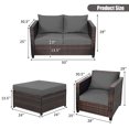 thumbnail image 3 of Gymax Ensemble de Mobilier de Conversation en Rotin pour Patio Extérieur 5 Pcs avec Coussins Gris, 3 of 10