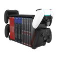 thumbnail image 1 of Games Stand For PS5, PS4, XBOX Series X, XBOX One, Switch, Blu Ray Movie Discs - With 4 Controller Holder - Up To 15 Disc Rack - Universal Gaming Organizer For Playstation And Others, 1 of 3