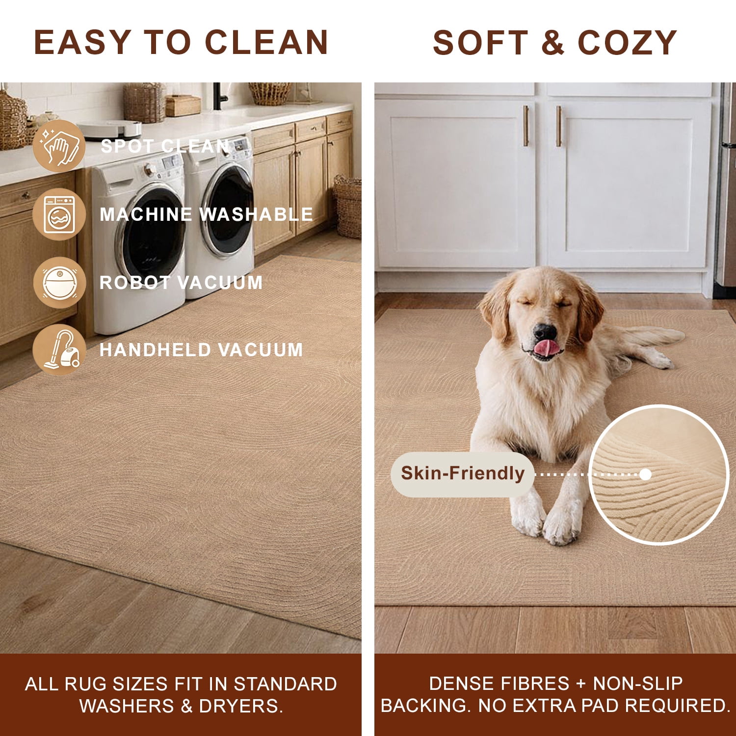 Tapis de Couloir Elion Lavable A la Machine Contemporain/Moderne pour Salon, Chambre, Salle Manger, Entrée