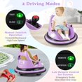 thumbnail image 4 of Costway 12V Kids Electric Ride On Bumper Car Battery Powered Bumper Car with Remote Control Purple, 4 of 7