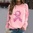 thumbnail image 2 of QATAINLAV Breast Cancer Awareness Sweatshirt for Women Pink Ribbon Graphic Basic Shirts Round Neck Long Sleeve Pullover Tops Pink S, 2 of 5