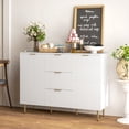 thumbnail image 2 of HOMCOM Buffet Bahut avec 3 Tiroirs et Tablettes Ajustables, Blanc, 2 of 10
