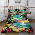 thumbnail image 1 of Erosebridal Cartoon Beach Coverlet Set Queen, Ocean Floral Leaf Bedding Set, Butterfly Decor, 1 of 5