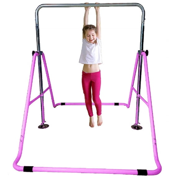 Gymnastics Bar Kids Home Training Kip Bar Expandable Horizontal Kip Bar Folding Home Gym Equipment Junior Gymnastics Training Jungle Gym Monkey Bar Playground Gymnastic Bar Pink