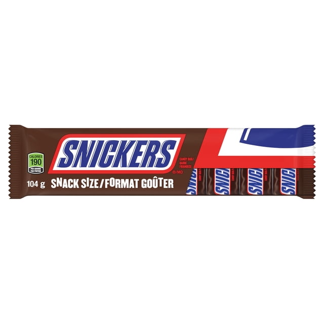 SNICKERS, Peanut Milk Chocolate Candy Bars, 8 Fun Size Bars, 104g
