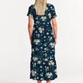 thumbnail image 5 of Amzcrzy Midi Robes pour Femmes Robes pour Femmes Robes pour Femmes Robe à la Mode pour Femmes à Manches Courtes Col Rond Ample à Fleurs Imprimées Couleur Longue Robe Robes Décontractées pour Femmes Robe Florale pour Femmes, 5 of 5