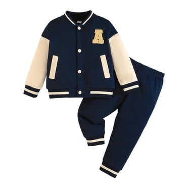 Zshosam Toddler Clothes for Boys Boys Pants Set - Two-Piece Long Sleeve Top & Elastic Waist Pants Fall & Spring Outfits Set Size 3T 4T,(Dark Blue 3-4 Years)