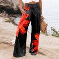 thumbnail image 2 of Pantalon Grand à Taille Élastique Mode Décontractée pour Femmes, Pantalon à Fleurs Colorées Imprimées avec Poches, Pantalon en Lin pour Femmes, Pantalon Habillé Décontracté pour Femmes, Pantalon Extensible Décontracté pour Femmes Grande Taille, 2 of 4