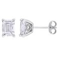 thumbnail image 1 of Miabella Emerald-Cut White Topaz Solitaire Stud Earrings in Sterling Silver, 1 of 3