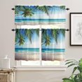 thumbnail image 1 of Kitchen Curtains and Valances Set,Palms Tree Ocean Tropical Sea Window Treatments Tiers Beach Theme Semi Sheer Half/Short Curtains for Small Windows Cafe /Living Room/ Bedroom 54x36 in, 3-Piece, 1 of 5