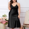 thumbnail image 2 of Timegard Nuisettes Sans Manches pour Femmes Col en V Profond Bretelles Ajustables Chemise de Nuit Fente Latérale Longue Robe, 2 of 8