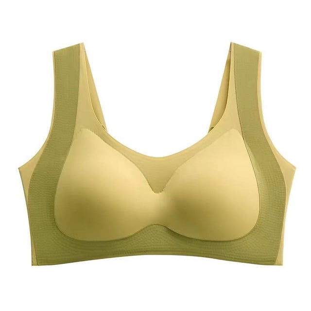 Kyusrd Full Coverage Bras For Women Fixed Cup Seamless Lifting Gathering Sagging Without Steel Ring Nursing Bra Color Block Oversized Soft Breathable Comfortable Beautiful Back Sports Bra