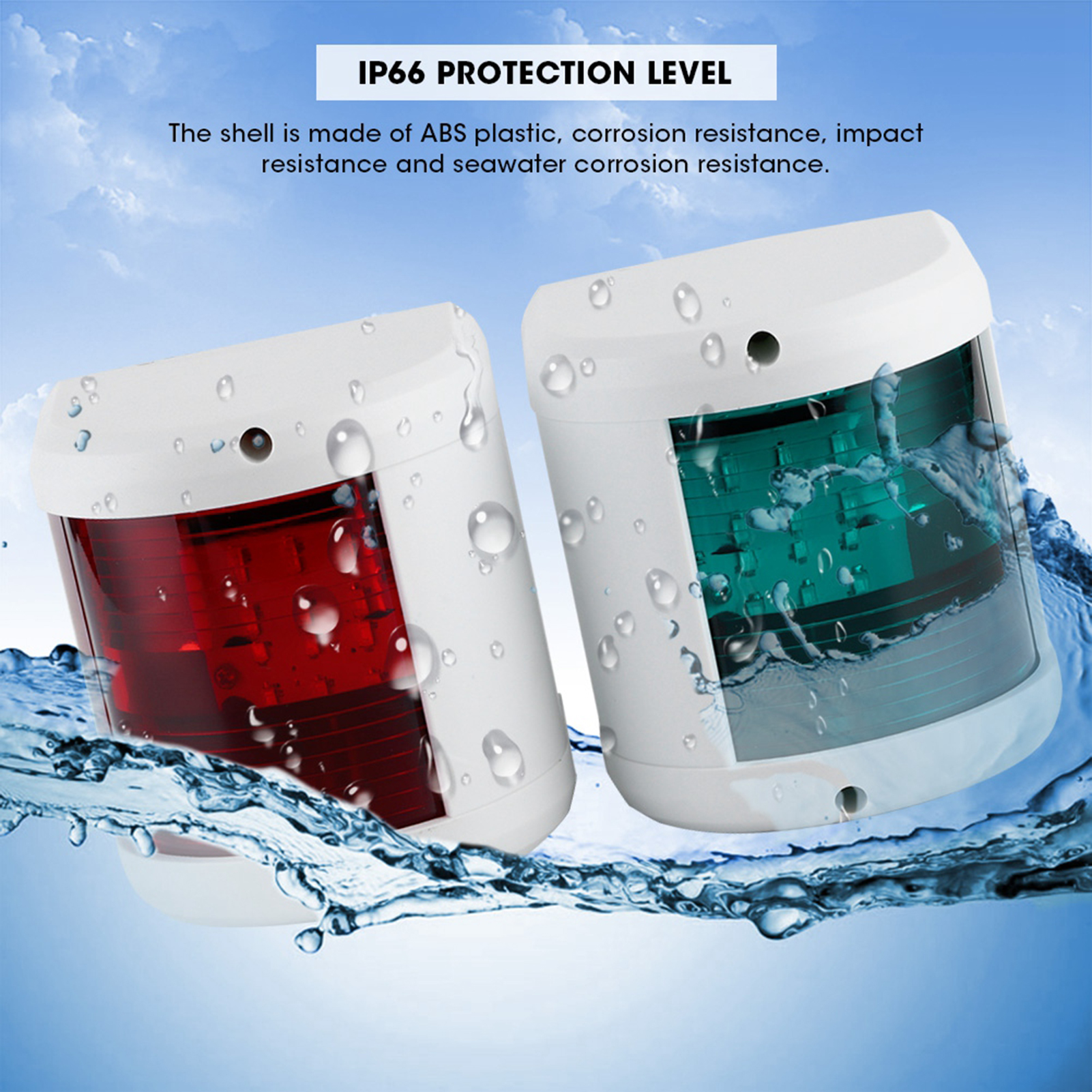 Navigation Light, 2 Nautical Miles Visibility LED Boat Light 2800-3200K ABS Plastic for Yachts for Floating Boats
