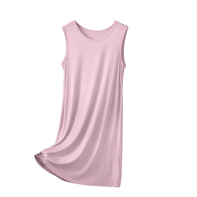 Diufon Robe de Pyjama pour Femme Été Mince Respirante Sans Manches Col Ras du Cou Chemises de Nuit Décontractées Amples Vêtements de Nuit pour la Maison