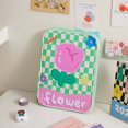 thumbnail image 3 of Girl Cartoon PU Checkerboard Pattern Tablet Case Zipper Clutch (Black), 3 of 8