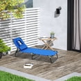 thumbnail image 2 of Outsunny Chaise Longue d'Extérieur Pliante, Chaise Longue de Plage Inclinable Portable avec Ouverture pour le Visage, Coussin Détachable, Dossier Réglable à 4 Positions, pour Patio, Jardin, au Bord de la Piscine, Bleu, 2 of 10