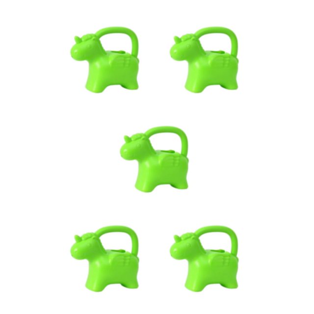 Decodeary Pot d'Eau de Jardinage Animaux de Bande Dessinée Compacts et Portables Forme Poignée Pratique Poney Vert 5Set