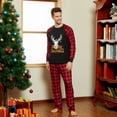 thumbnail image 4 of PatPat Pyjamas de Noël pour Hommes et Femmes, Assortis pour Toute la Famille, Ensemble 2 Pcs, Motif Écossais Élan, Manches Longues, Chaussettes Incluses, Rouge à Carreaux, Taille TTG, 4 of 14
