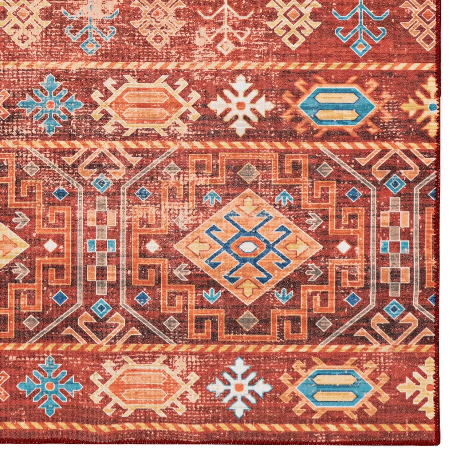 Tapis de couloir lavable Devlin 2 pi x 8 pi rouge et ivoire